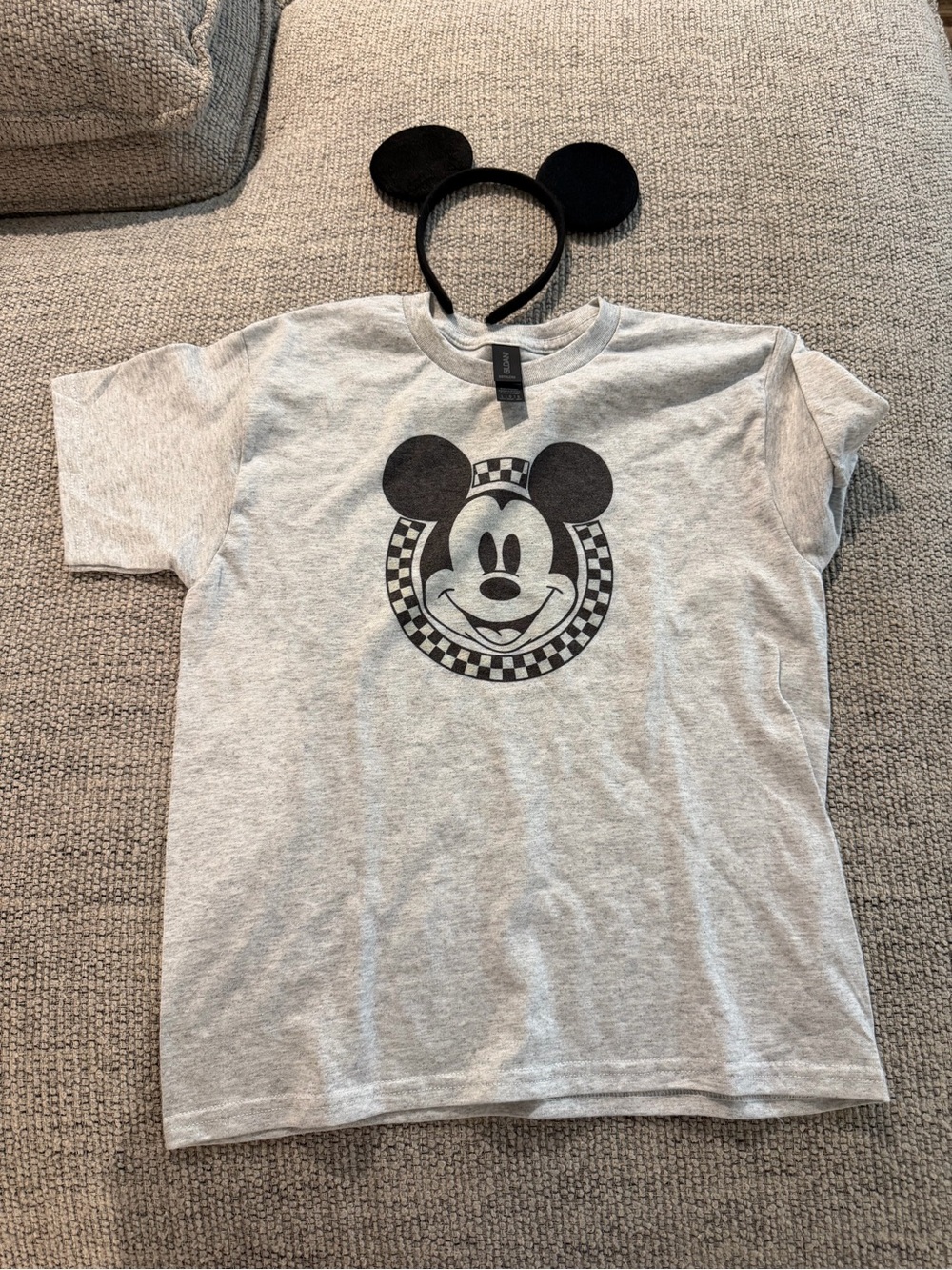 Kids Grey Mickey Mouse Short Sleeve Graphic Tee